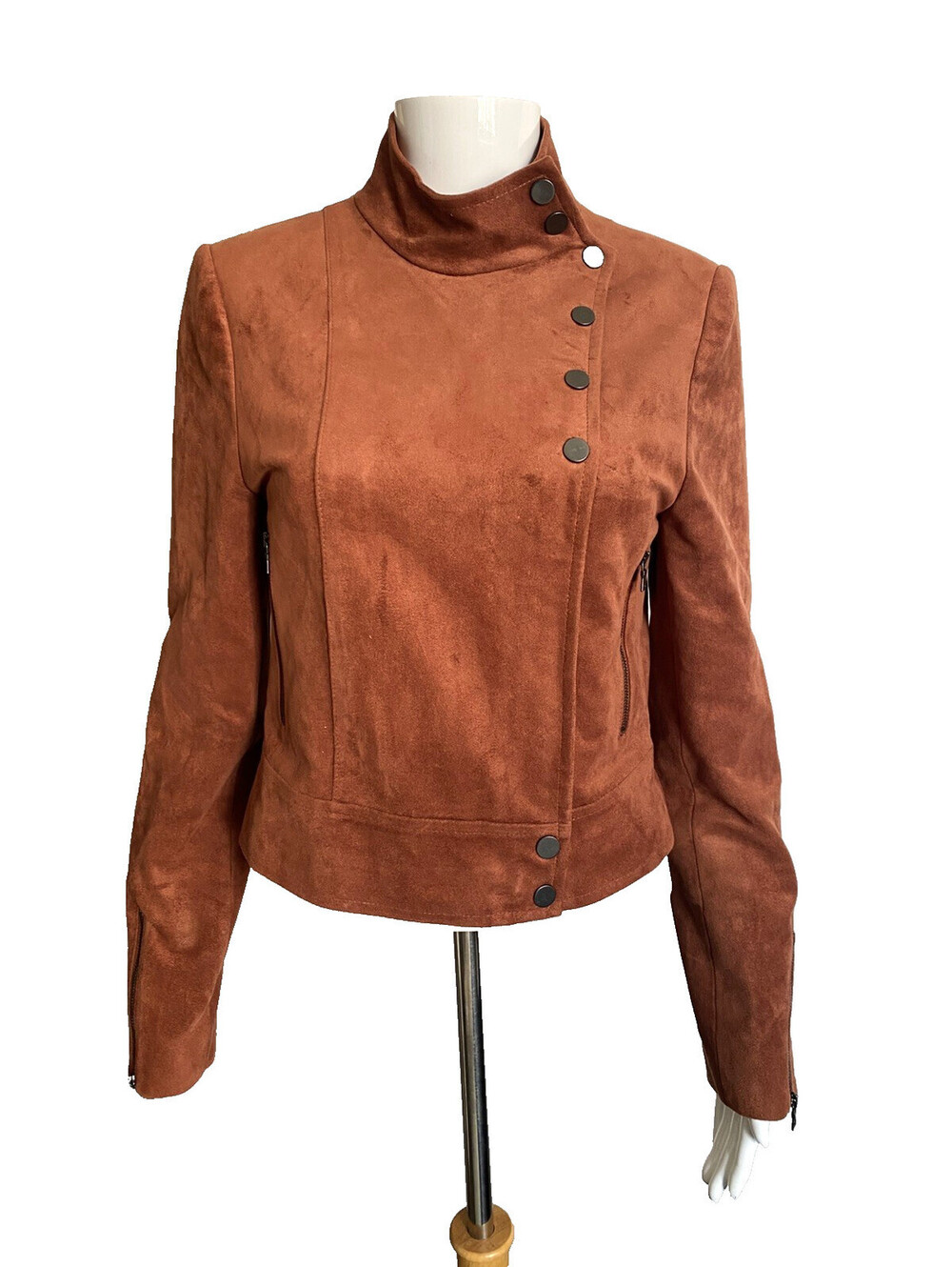BCBG Max Azria Faux Suede Jacket XS Tan Brown Women's Camel Blazer